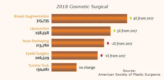 Top 5 Cosmetic Surgical Procedures 2018